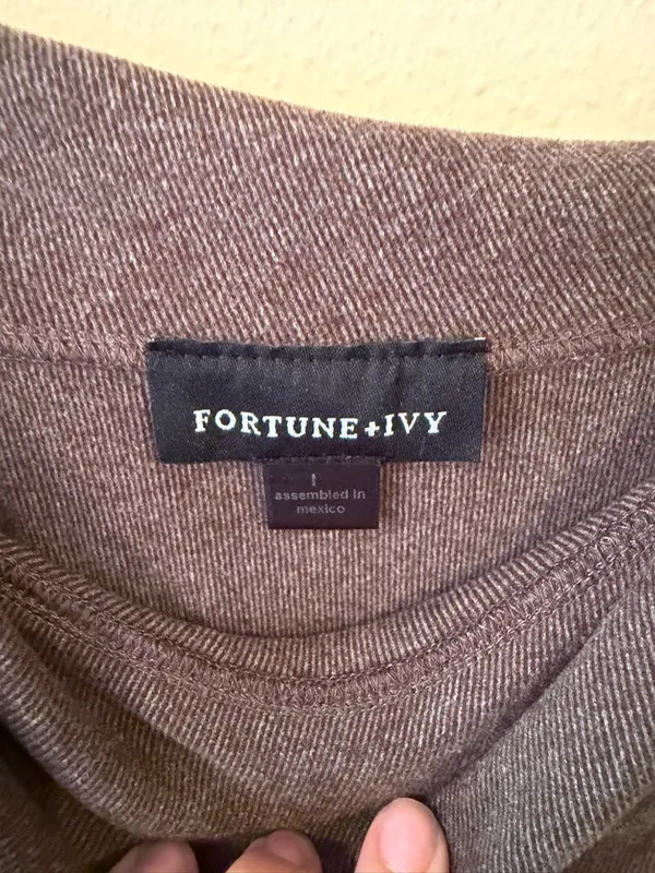 Women's Soft Cowl Neck Pullover Sweater in Taupe Brown Size L - Image 2