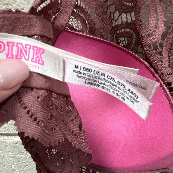 PINK Victoria’s Secret lace halter padded push-up bralette size M - Image 3