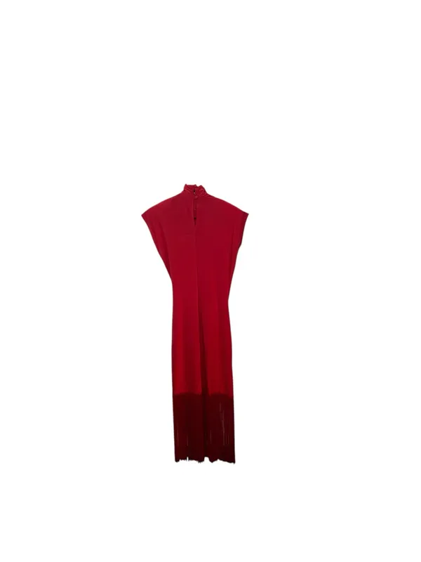 Vintage Asymmetric Wrap Fringe 20s Flapper Costume Gatsby cocktail Midi Dress - Image 6
