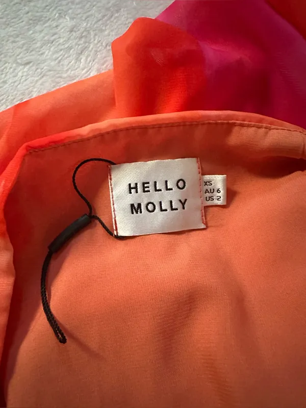 Hello Molly Golden Hour Drinks Midi Dress Orange Size 2 XS Cutout Chain Back - Image 13