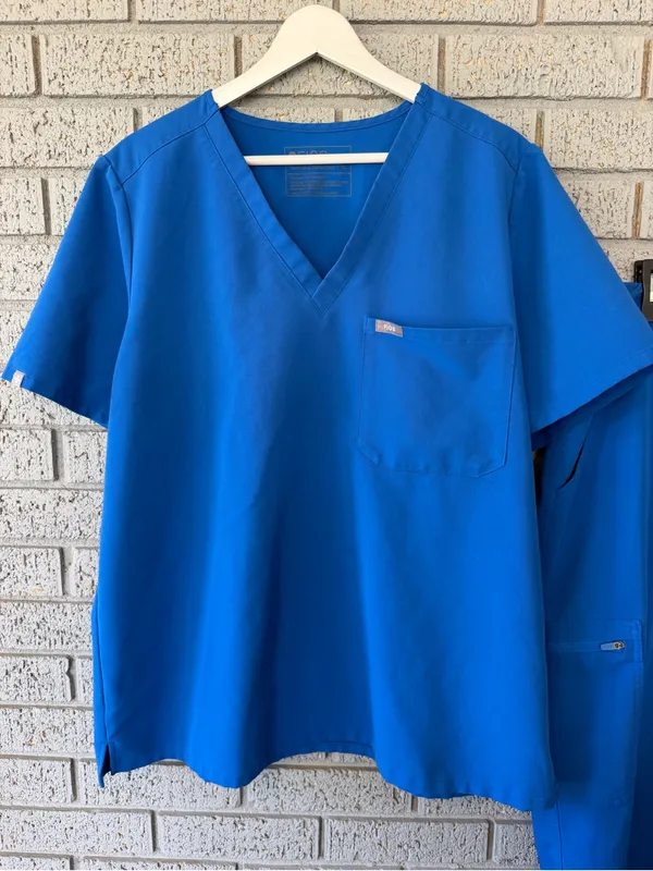 Figs Scrub Set Royal Blue Catarina Top High Waisted Yola Pants Size XL - Image 3