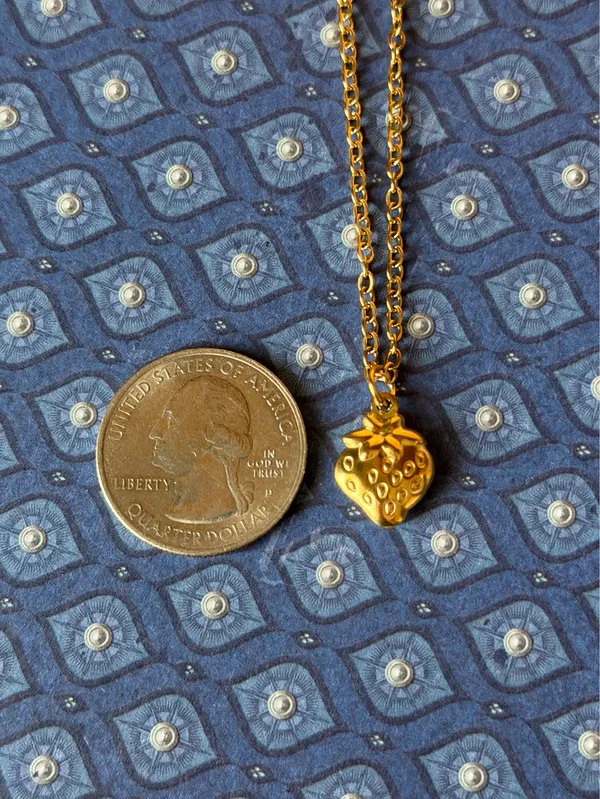 Handmade gold tone fully stainless steel simple fairy strawberry necklace🍓 - Image 6
