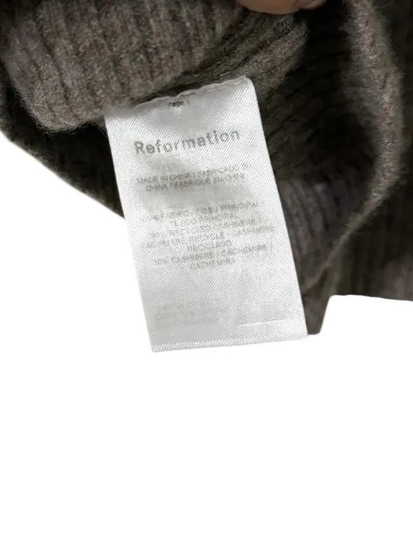 REFORMATION Hart Scoop Neck Cashmere Cocoa Ribbed Sweater Top - Image 7