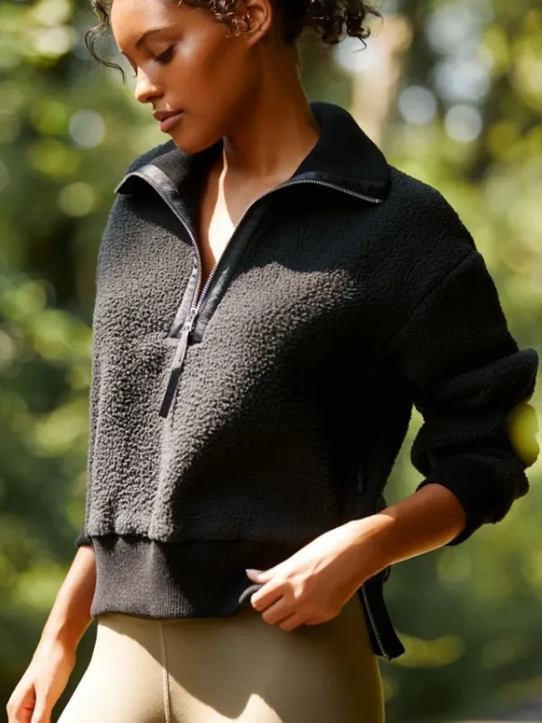 Varley Roselle Half Zip Fleece Sherpa Black Women’s Small - Image 2