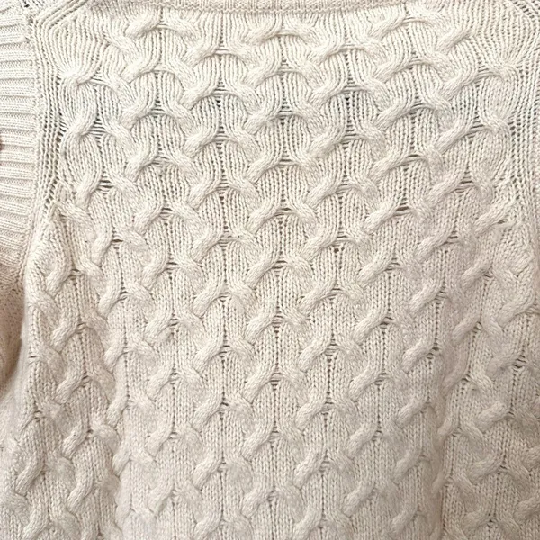 JCREW Honeycomb Cable Knit Crewneck‎ Sweater White Small - Image 4