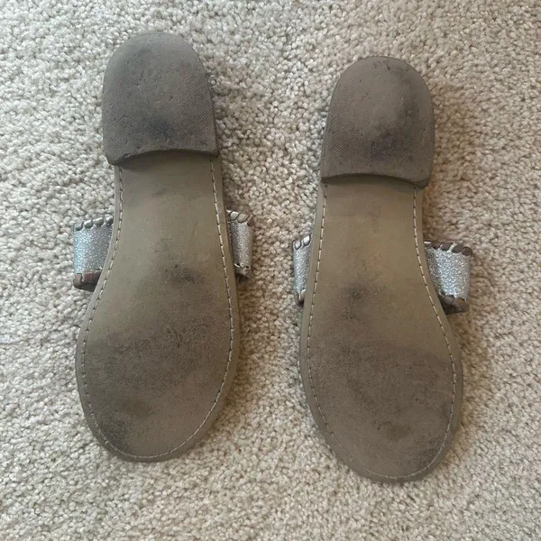 Jack Rogers Jacks Flat Sandal in Shiny Silver & Gold - Image 3