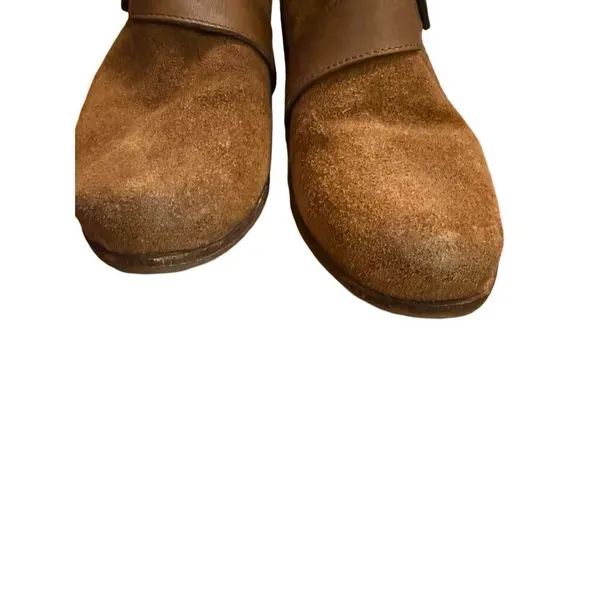 Ugg W Wright Belted Shearling‎ Lined Chestnut Leather Suede Ankle Boots Sz 7 - Image 11