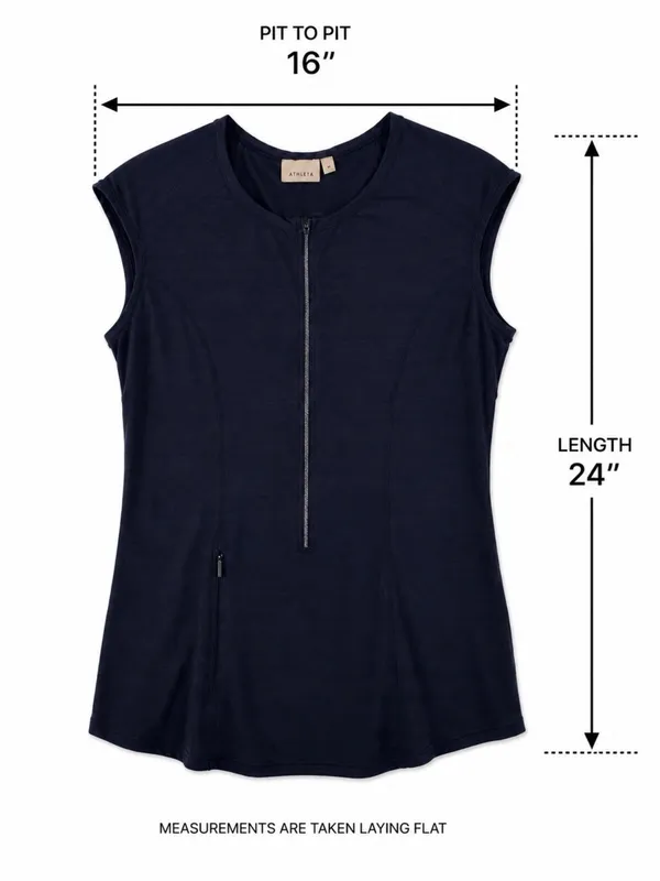 Athleta Navy Sleeveless Zip Front Athletic Top Women’s Medium - Image 4