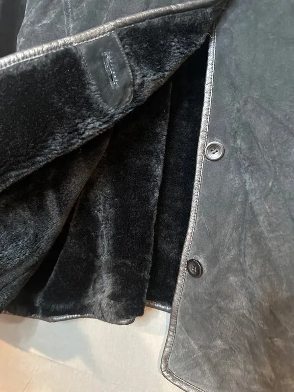 Venezia Womens 26/28 Black Genuine Leather Jacket Plus Size Plush Trim Vintage - Image 2