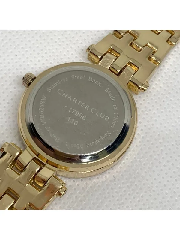 Charter club gold tone women watch 28mm rhinestones quartz up to 7.5” running - Image 5
