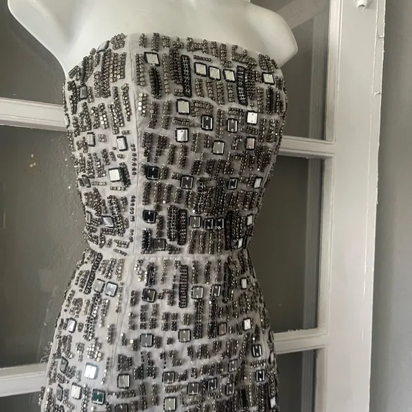 Topshop‎ Strapless Beaded Mini Dress - Image 7