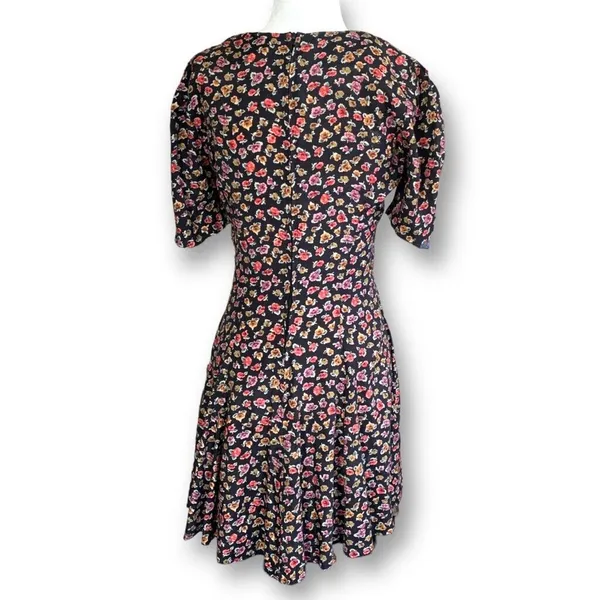 Rampage Vintage 90s Dress‎ Black Dark Floral Sweetheart Neckline Mini Forrest Fairy Boho - Image 5