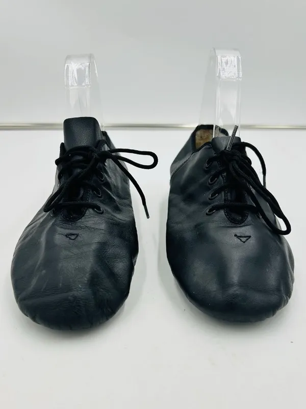 Capezio 7W Adult Black Leather Lace Up Dance Jazz Shoes Style: EJ1 - Image 2