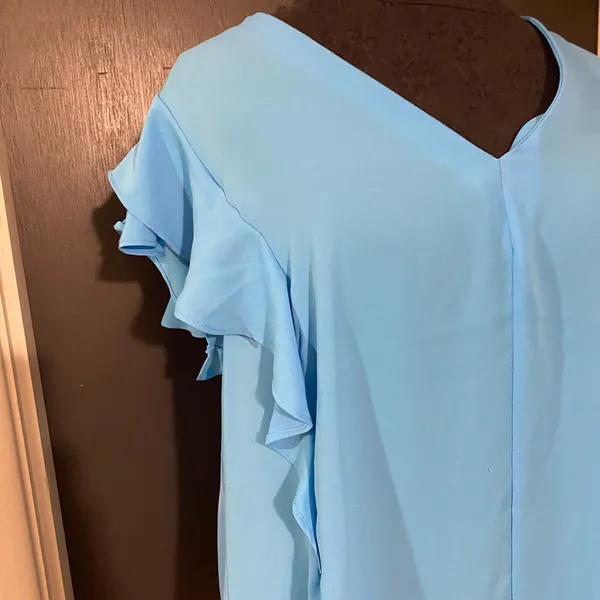 Ann Taylor Bright Blue Blouse with Ruffle Sleeves 💜 - Image 2