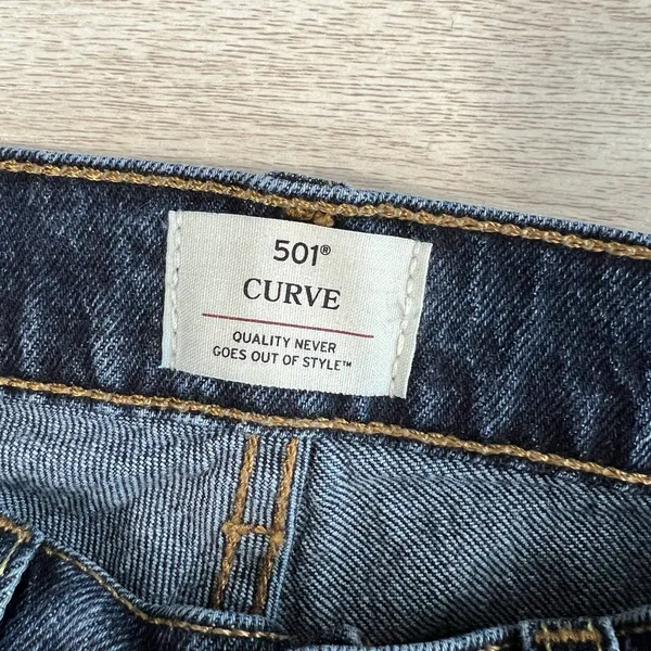 Levi's 501 Curve Jeans Women's 25 Mild Salsa 32 Dark Wash‎ Blue Denim Button Fly - Image 9