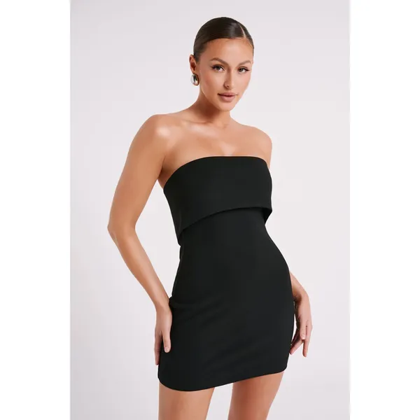 NEW Meshki Mariska Black Strapless Crepe Foldover Bandeau Mini Bodycon Dress 2XL - Image 11