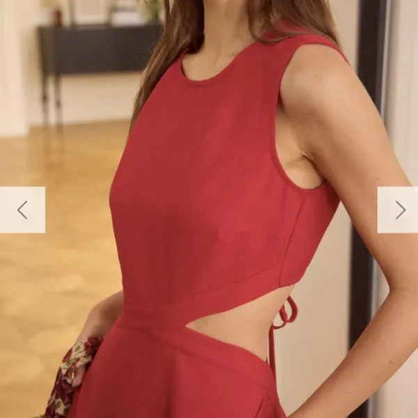 RIHOAS The Red Round Neck Cut-Out Midi Dress 3 - Image 5