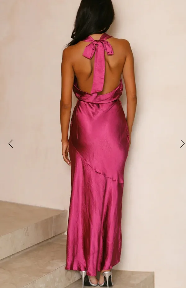 Hello Molly Satin Maxi Dress Halter - Image 2