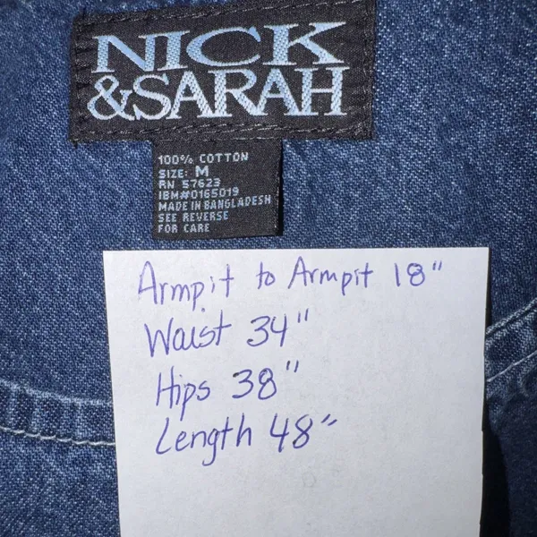 Nick & Sarah Blue Jean Denim Jumper Maxi Dress Med Side Flap Pocket Modest Boho - Image 8