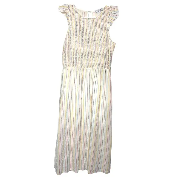 English Factory Smocked Flutter Cap Sleeve Stripes Dress - Image 3