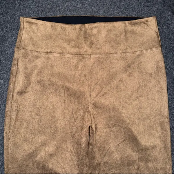 ASSETS SPANX Faux Suede Shaping Leggings High Rise Pull On Pants 1X Cashew Tan - Image 3