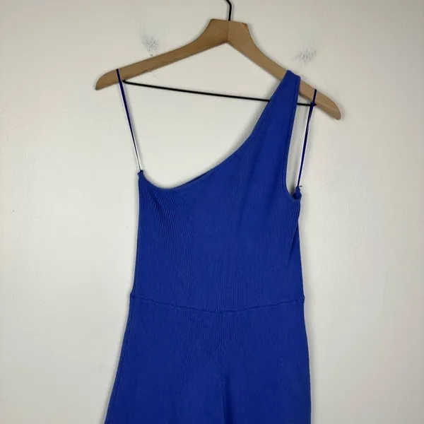 Free People Beach Waverly Ribbed One Shoulder Sweater Wide Leg Jumpsuit‎ Sz L - Image 7