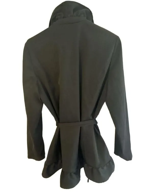 Cynthia Rowley Black Ruffle Front Jacket Blazer with Belt Size M - Image 3