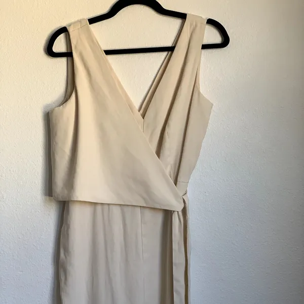 1. State‎ Sleeveless V-neck Side Tie Jumpsuit in Cream - Image 5