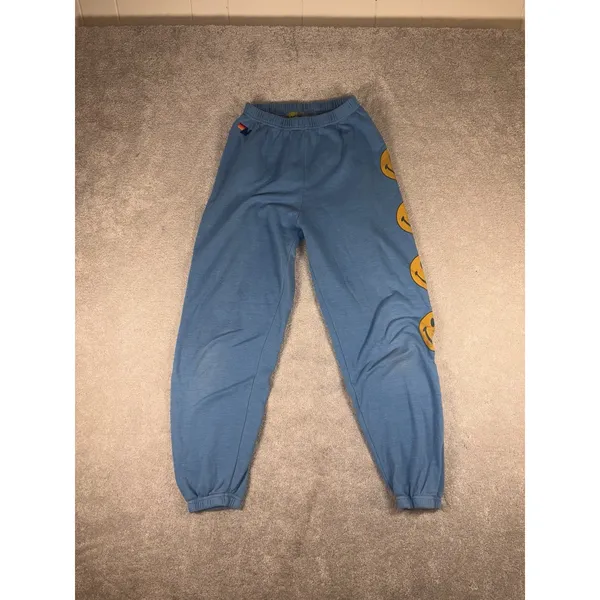 Aviator Nation Jogger Sweatpants Blue Smiley Face Women's Medium Happy ** - Image 9