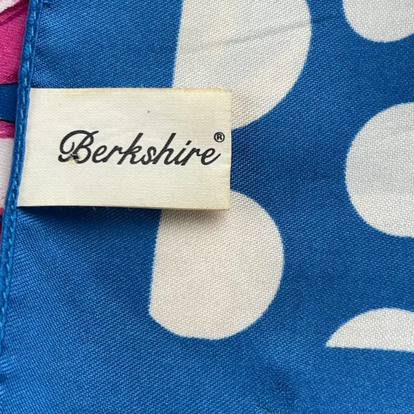 Berkshire‎ Blue Floral Polka Dot Scarf Wrap Made in Italy 33x33 - Image 4
