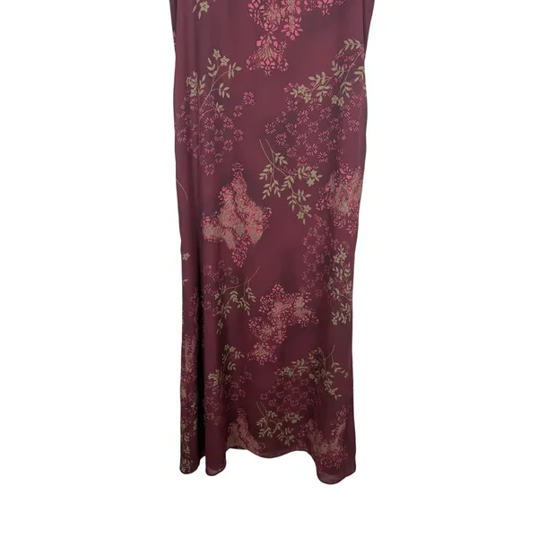 Jones Wear Burgundy Floral Damask Sleeveless Maxi Dress Size 4 Vintage - Image 3