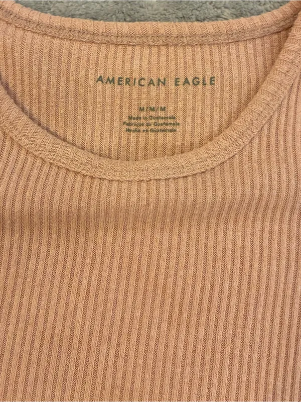 Women’s American Eagle Outfitters Ribbed Peach One-Piece Bodysuit Size Medium - Image 2