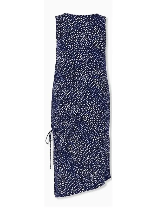 NWT Torrid Womens Plus Size 3X Super Soft Blue Ditsy Dot Drawstring Midi Dress - Image 5