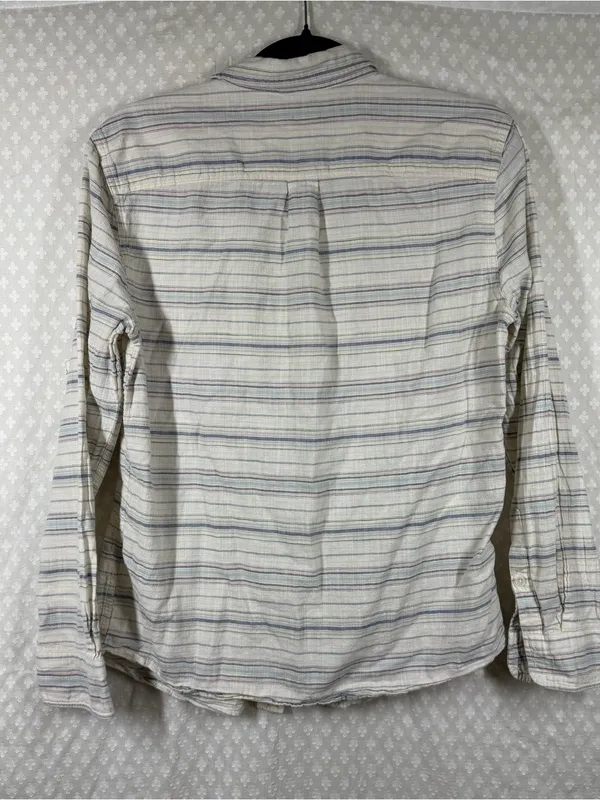 Marine Layer White Blue Pink Striped Button Down Long Sleeve Cotton Top - Image 4