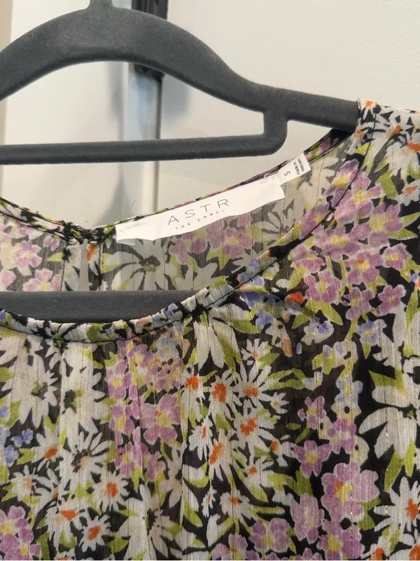 Astr Asymmetrical Floral Midi Dress in Pink and Black - Image 5
