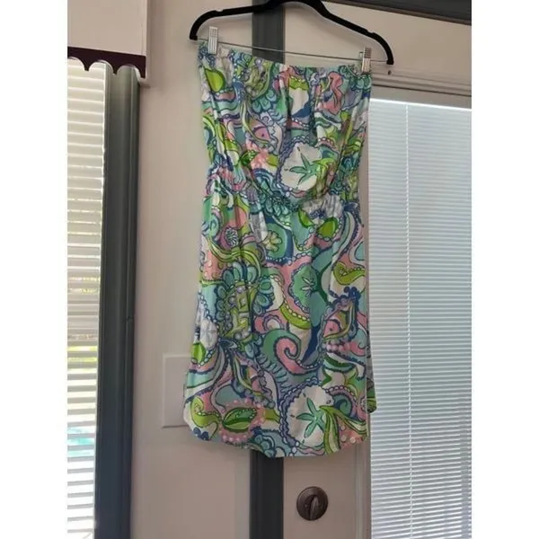 Lilly Pulitzer Windsor Strapless Multi Conch Republic Pima Cotton dress medium - Image 2