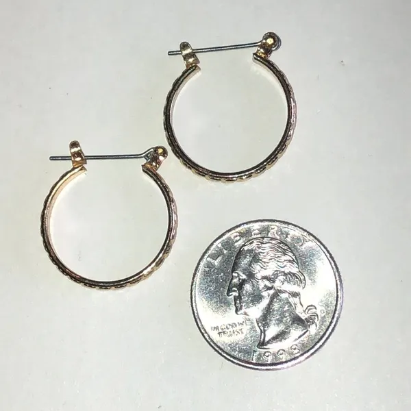 Gold Tone Textured Boho Hoop Earrings - Image 3
