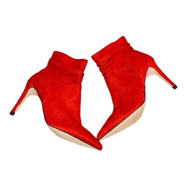 XOXO Taniah Ankle Boots Womens 7.5 Red Slouchy Stiletto Pointed‎ Toe Booties - Image 8