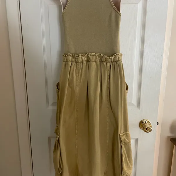Free People Stylish Tan Sleeveless Dress‎ - Image 5