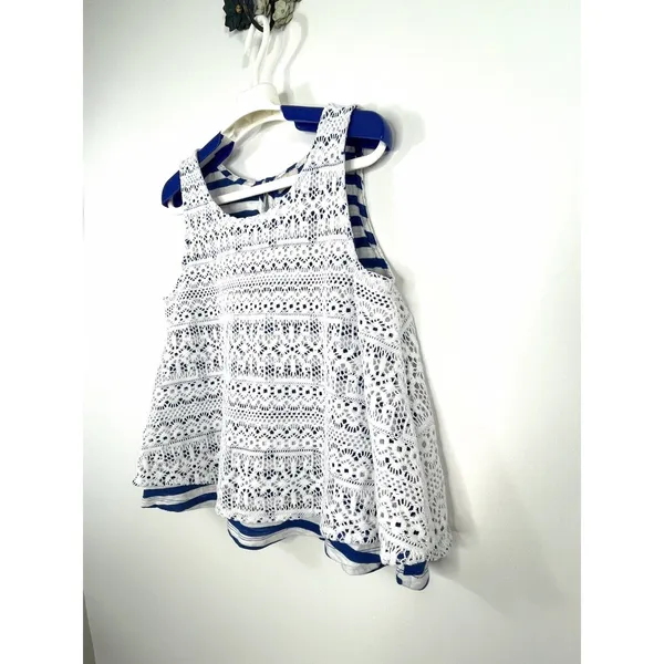 Postmark Anthropologie Tank Top Size Small Swing Trapeze Cropped Lace Layered - Image 6