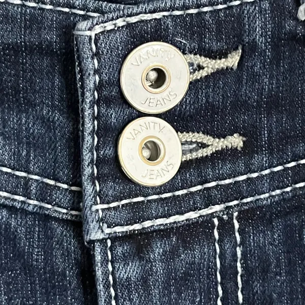 Vanity‎ Curvy Bootcut Jeans Dark Wash Contrast Stitch 26W 31L Blue Denim - Image 3