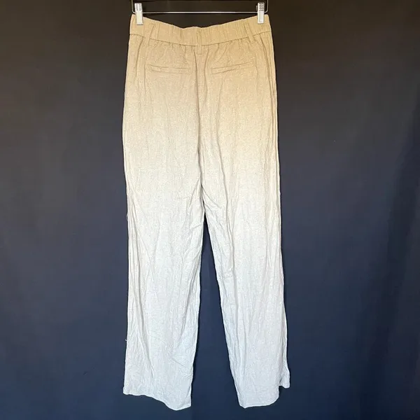 a new day linen blend tan wide leg pleated front‎ pants women's size 4 trousers - Image 7
