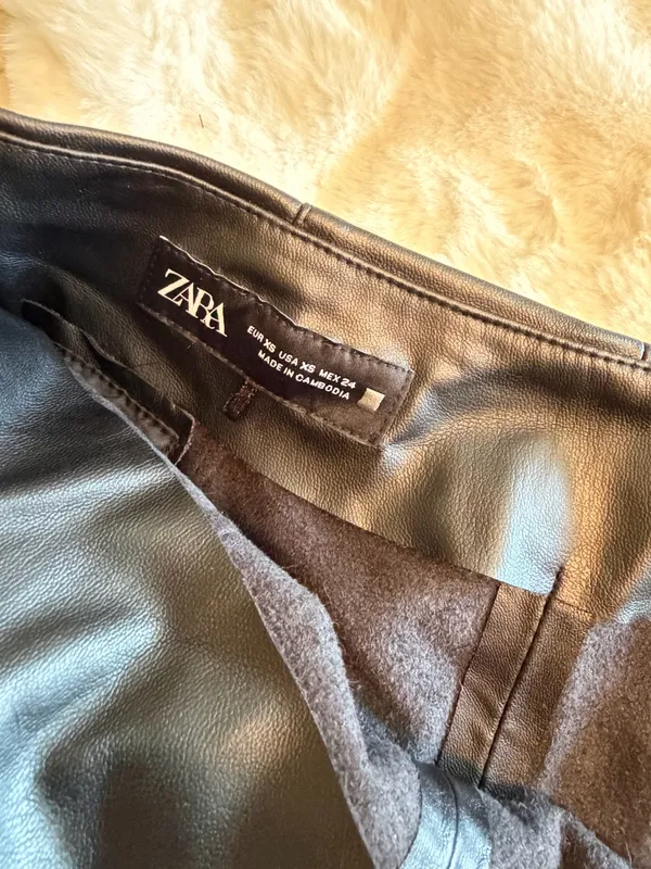 Zara high rise leather mini short - Image 3