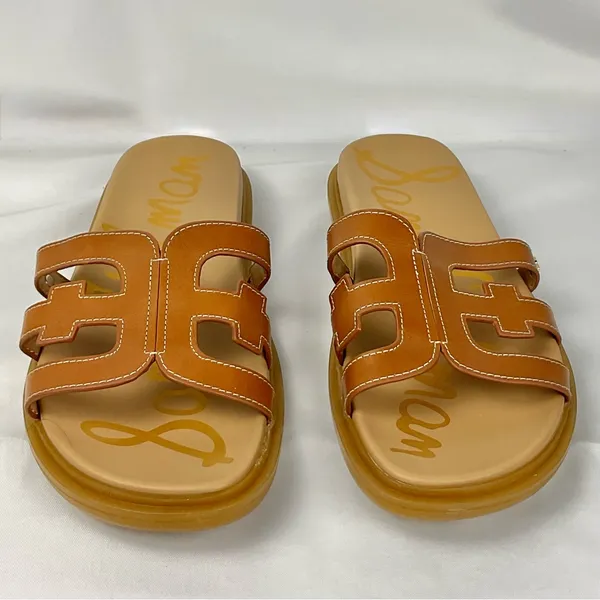 Sam Edelman Valeri Sandal Size 10 Brown Leather Slides Cushioned Footbed - Image 2