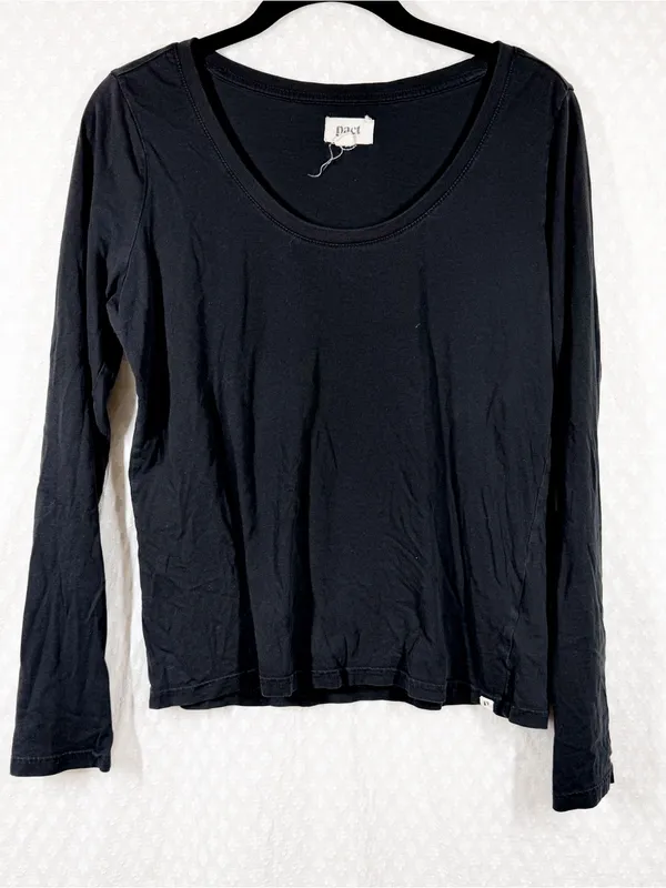 Pact Black Scoop Neck Long Sleeve Organic Cotton Top - Image 3