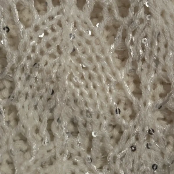 Sequined Fringe Turtleneck Poncho White - Image 5
