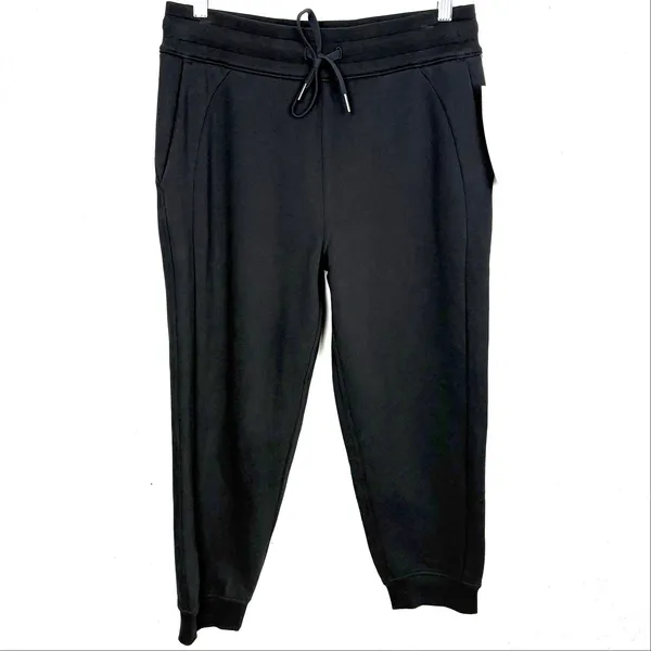 Lululemon Scuba High Rise Cropped Jogger Cotton Terry Drawcord Black Size 8 - Image 3