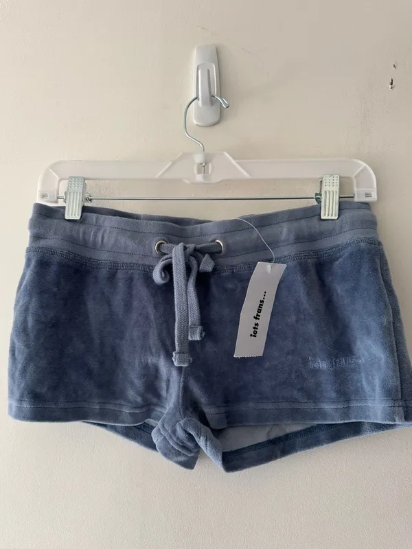 NEW!! Iets Frans Urban Outfitters‎ Mini Blue Velvet Shorts - Image 5