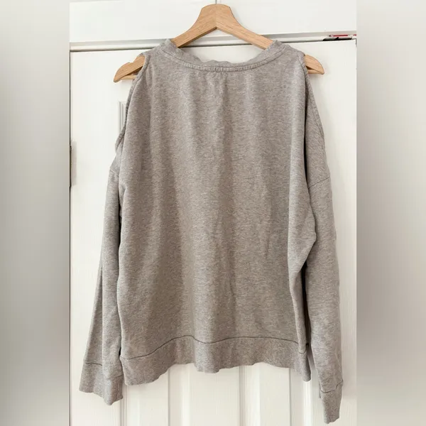 All Saints Rosen Unai Sweatshirt, light grey with‎ dark rose print, size S EUC - Image 5