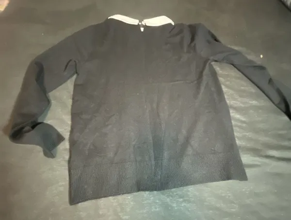 LIV Milano Black Pullover Sweater with Beaded and Pearl Embellished Collar - Image 5